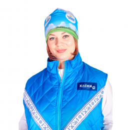 Шапка без отворота с полной запечаткой двухслойная с подкладом из флиса