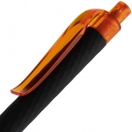 Ручка шариковая Prodir QS01 PRT-T Soft Touch, черная с оранжевым
