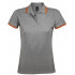 Рубашка поло женская Pasadena Women 200 с контрастной отделкой, серый меланж с оранжевым
