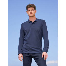 Рубашка поло мужская с длинным рукавом Perfect LSL Men, черный меланж