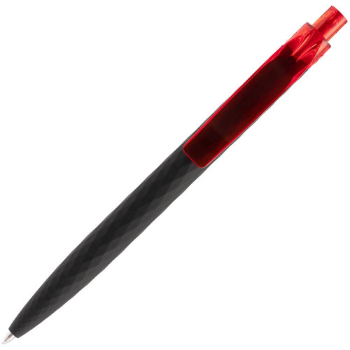 Ручка шариковая Prodir QS01 PRT-T Soft Touch, черная с красным