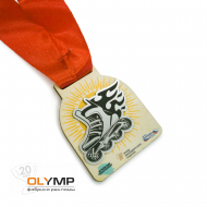 Медаль из дерева с пластиком 2-слойная, с УФ-печатью